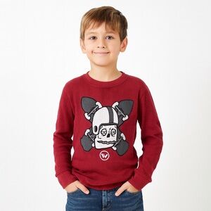 Shaun White Thermal Knit Red Skateboard Graphic Long Sleeve Shirt Boys Large